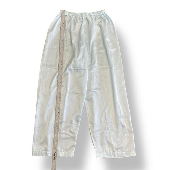 Vintage Barbizon Cuddleskin Pajama Set XL Blue Satin Lace Floral Embroidered‎ - Picture 7 of 16